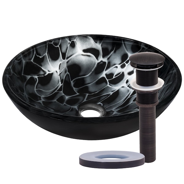 Novatto TARTARUGA Glass Vessel Bathroom Sink Set, Oil Rubbed Bronze NOHP-G012ORB - main